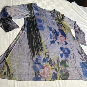 Y2K Floral ,artsy,tunic,Jess&Jane,made USA! Fit & flare,art deco,cottagecore EC